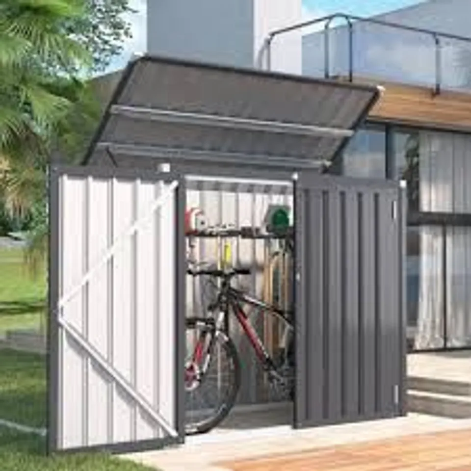 BOXED OUTDOOR WATERPROOF 5 FT. W X 3 FT. D METAL FLAT STORAGE SHED (1 BOX)