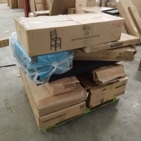 PALLET OF ASSORTED INCOMPLETE FURNITURE PARTS AND PIECES 