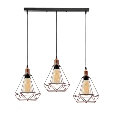 BOXED 3 LIGHT KITCHEN ISLAND GEOMETRIC PENDANT