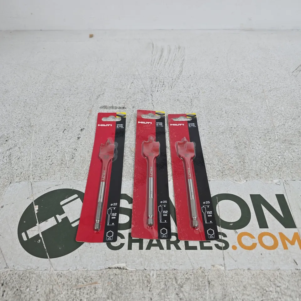 3 X HILTI ASSORTED WDB-S-H6 SPADE BITS