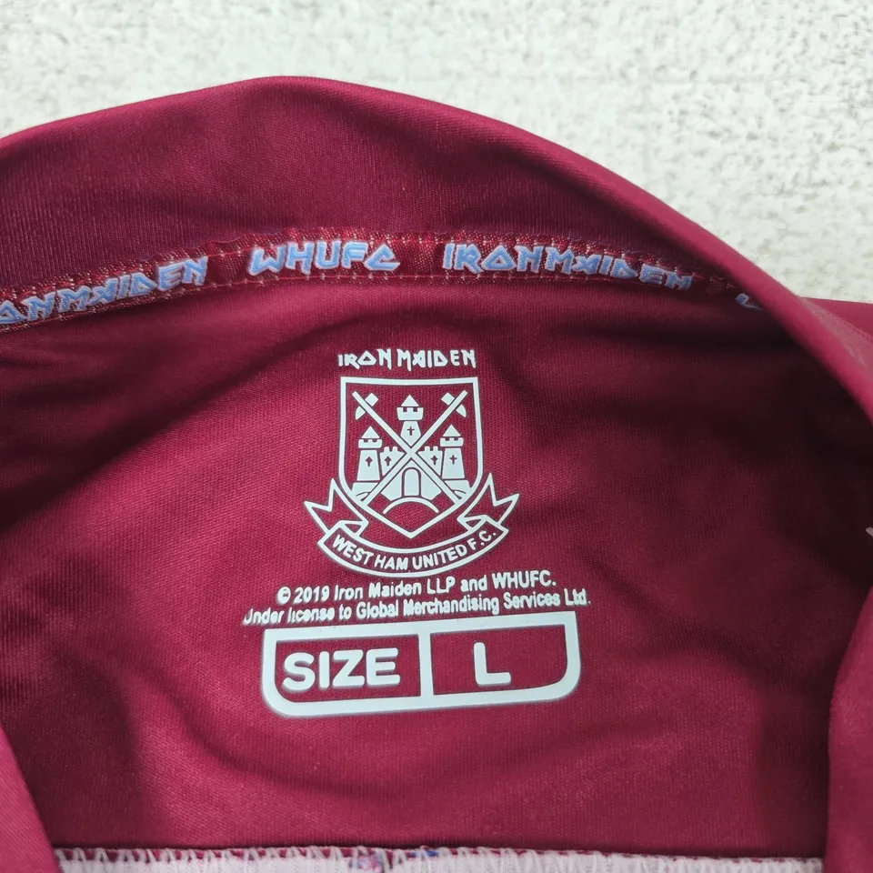 WEST HAM UNITED FC X IRON MAIDEN FOOTBALL SHIRT - SIZE L (UK LARGE)