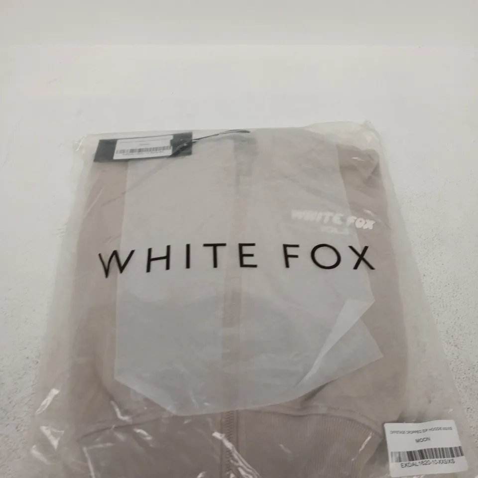 WHITE FOX CROPPED ZIP HOODIE-  MOON - SIZE XXS/XS 