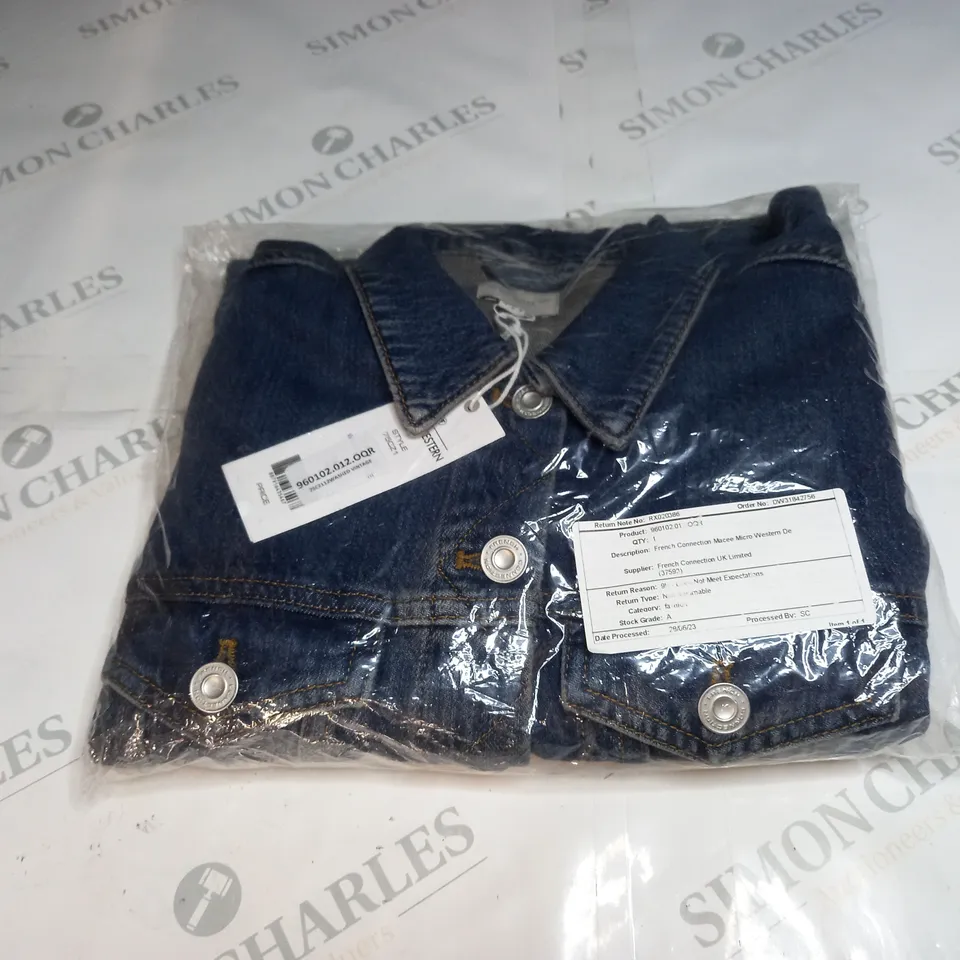 BAGGED FRENCH CONNECTION MACEE MICRO WESTERN DENIM JACKET SIZE 12