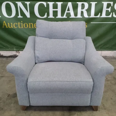 QUALITY DESIGNER G-PLAN RILEY ELECTRIC RECLINER SNUGGLER - PIERO CAROLINA BLUE FABRIC 