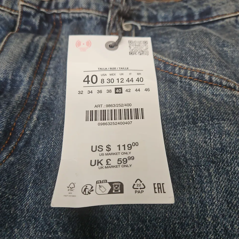 ZARA WOMEN’S DENIM JEANS – UK 12 (EU 40) – MID-BLUE, ZIPPOCKETS