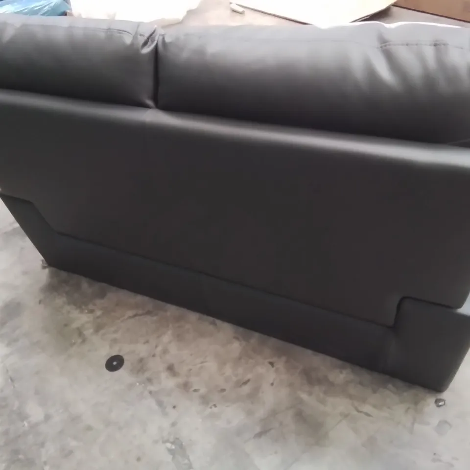 DESIGNER TWO SEATER SOFA GREY FAUX LEATHER 
