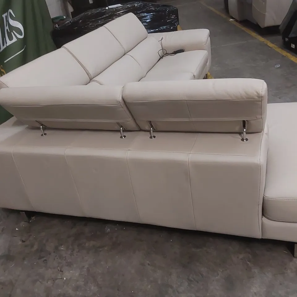 QUALITY DESIGNER ITALIAN MADE LEATHER 4 SEATER ELECTRIC RECLINER CORNER SOFA IN CAPPUCCINO