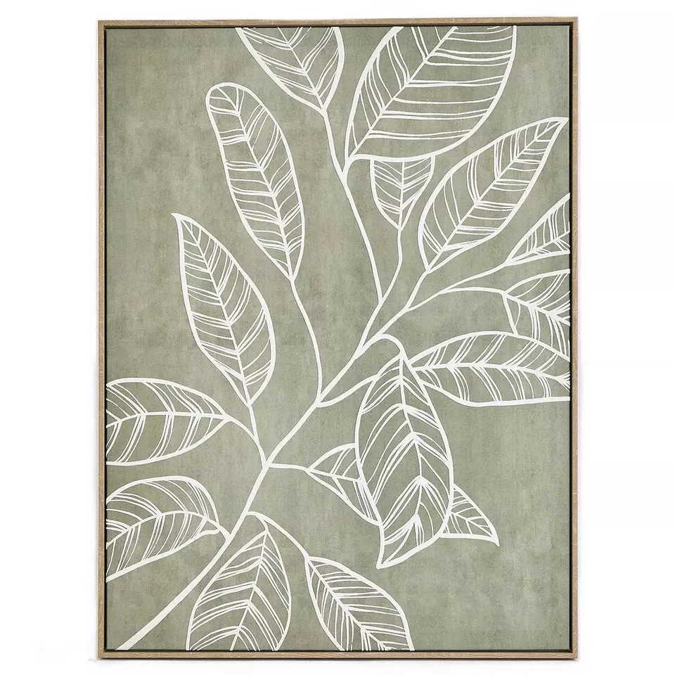 GREEN BOTANICAL PRINTED CAPPED CANVAS WITH FOAM TECHNIQUE 60X80CM