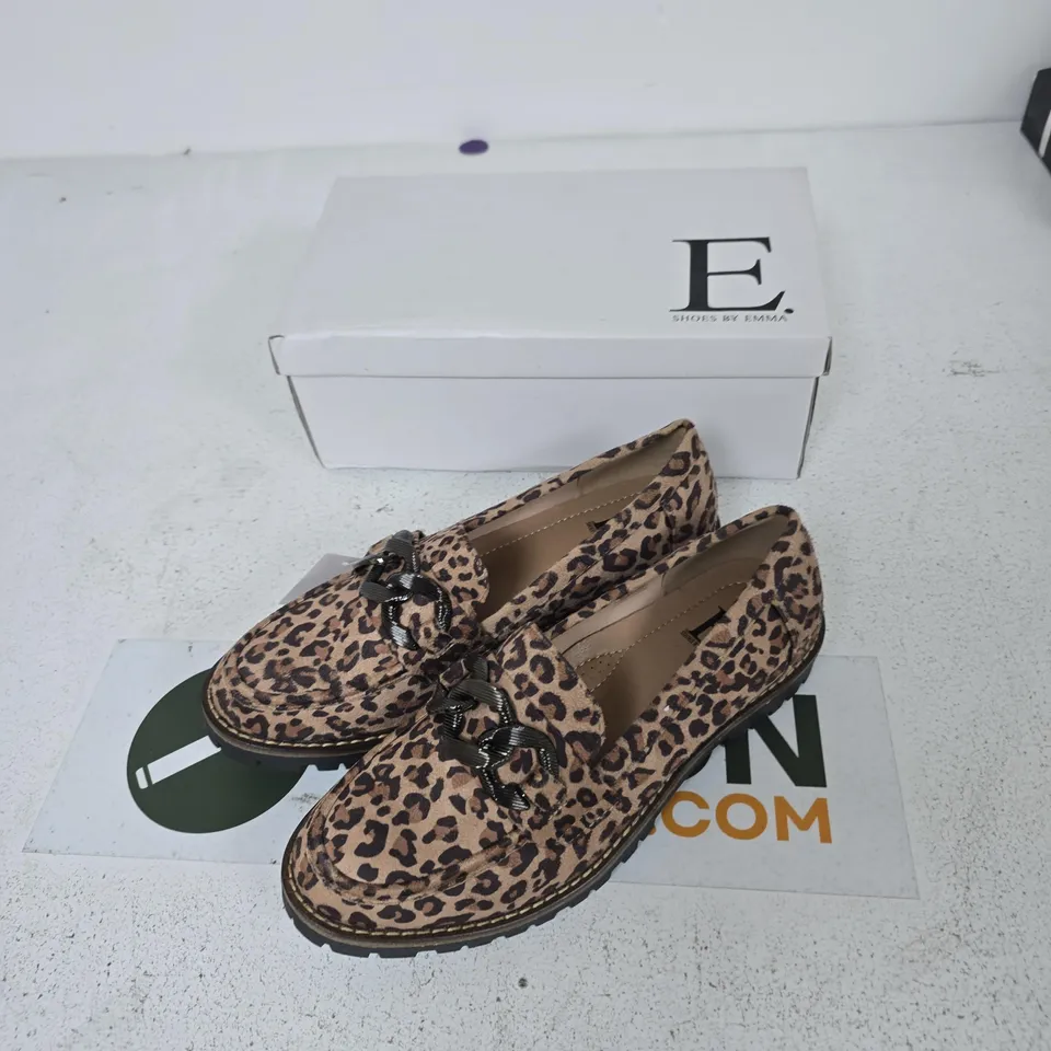 E. SHOES BY EMMA ADELINE LEOPARD PRINT LOAFERS – UK 7