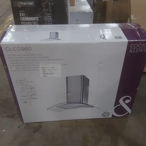 BOXED COOKE & LEWIS CLCGS60 STAINLESS STEEL CURVED GLASS HOOD