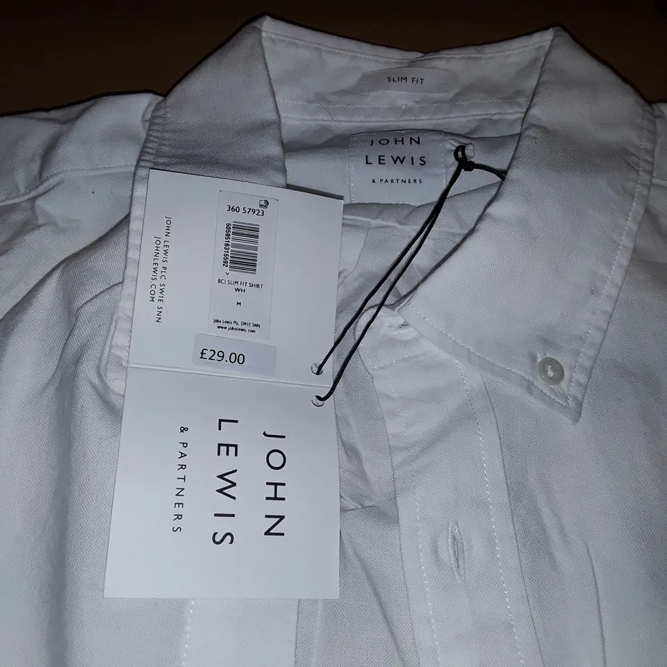 JOHN LEWIS SLIM FIT WHITE LONG SLEEVE SHIRT - M