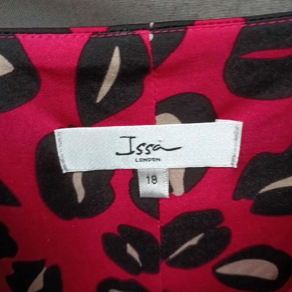 ISSA LONDON WOMEN'S PINK LEOPARD PRINT DRESS, UK SIZE 18