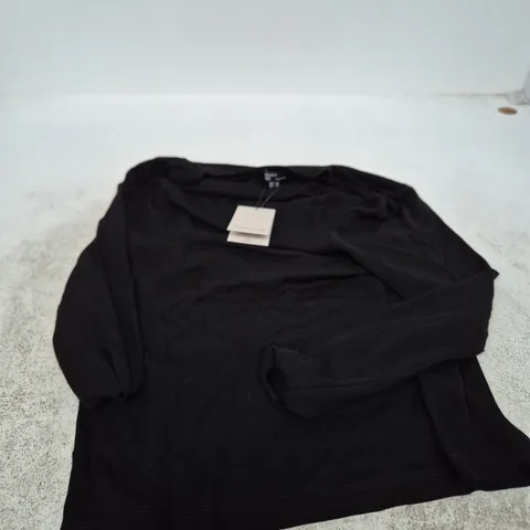 NOBODY'S CHILD BLACK MERINO LONG-SLEEVE COWL NECK TOP – UK M
