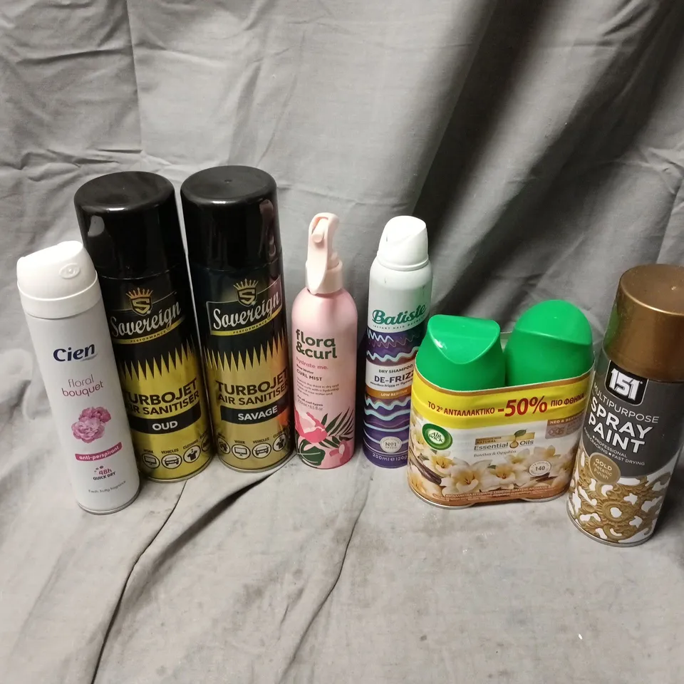 APPROXIMATELY 15 ASSORTED AEROSOLS TO INCLUDE 151 MULTIPURPOSE SPRAY PAINT, BATISTE DRY SHAMPOO, SOVEREIGN AIR SANITISER, ETC - COLLECTION ONLY
