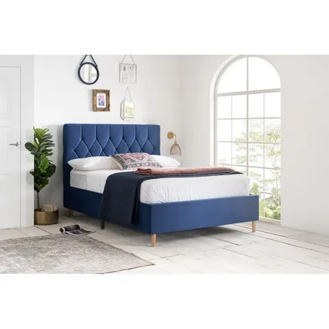 BOXED BENNINGER UPHOLSTERED BED - BLUE // SIZE: 150cm (1 BOX)