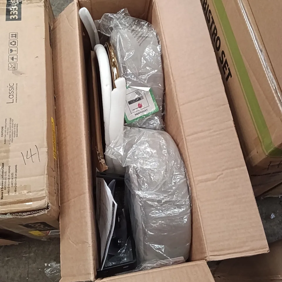 BOXED DUHOME BAR CHAIRS (SET OF 2) - GREY/GOLD/BLACK (1 BOX)