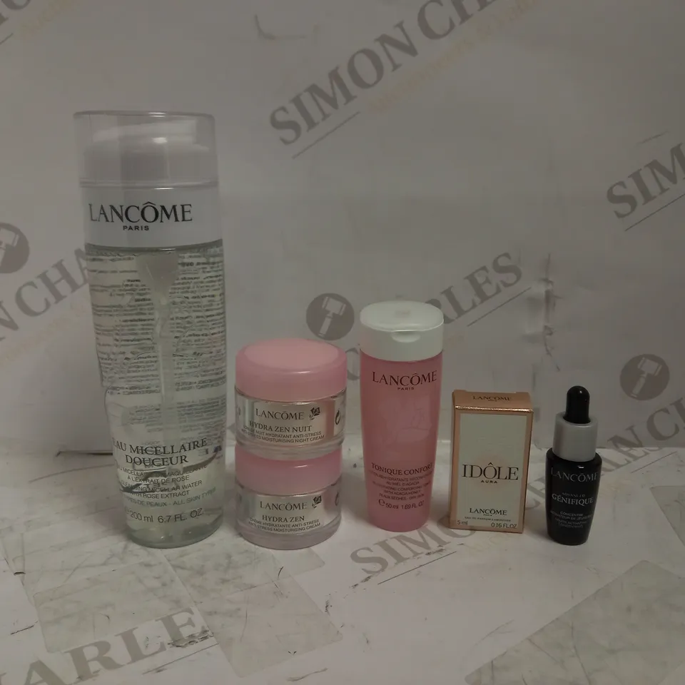 LANCOME 6PC GIFT SET, TO INCLUDE MICELLAR WATER, TONIC, HYDRA ZEN + HYDRA ZEN NIGHT CREAMS, ADVANCED GENEFIQUE & IDOLE AURA SAMPLE