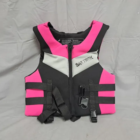 SAILTREK NEON PINK & BLACK LIFE JACKET (PFD) – FRONT ZIP, ADJUSTABLE STRAPS - SIZE LARGE