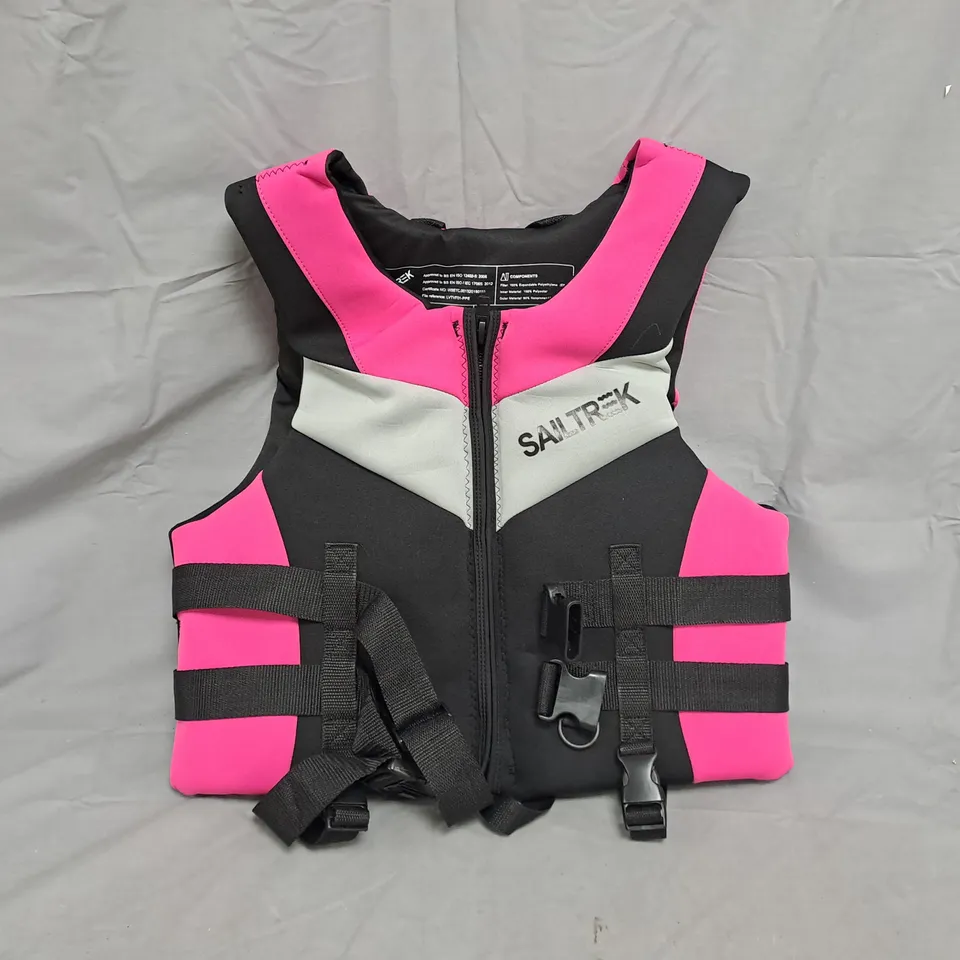 SAILTREK NEON PINK & BLACK LIFE JACKET (PFD) – FRONT ZIP, ADJUSTABLE STRAPS - SIZE LARGE