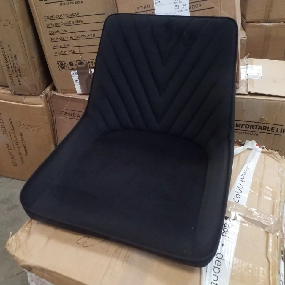 BOXED PAIR OF BLACK VELVET DINING CHAIRS