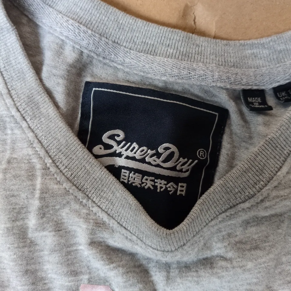 SUPERDRY LOGO TEE IN GREY - UK 12