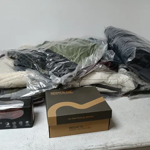 BOX OF APPROXIMATELY 18 BRAND NEW ASSORTED REGATTA CLOTHING ITEMS IN VARIOUS STYLES , COLOURS AND SIZES INCLUDING ELORIA COAT AND FILANDRA T SHIRT