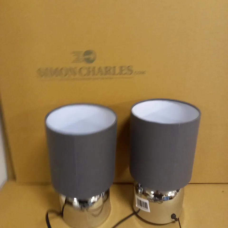 PAIR OF GREY BEDSIDE LAMPS