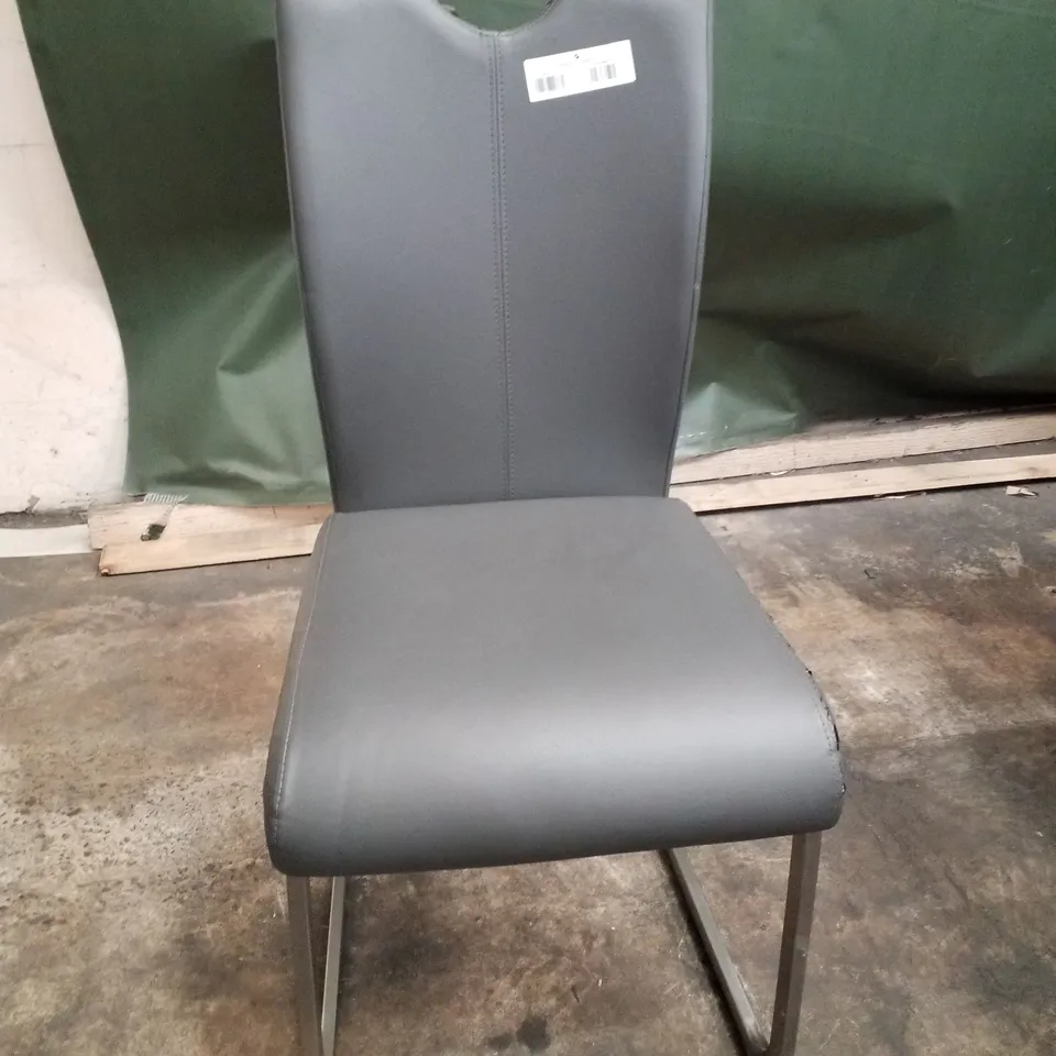 DARK GREY FAUX LEATHER DINING CHAIR 