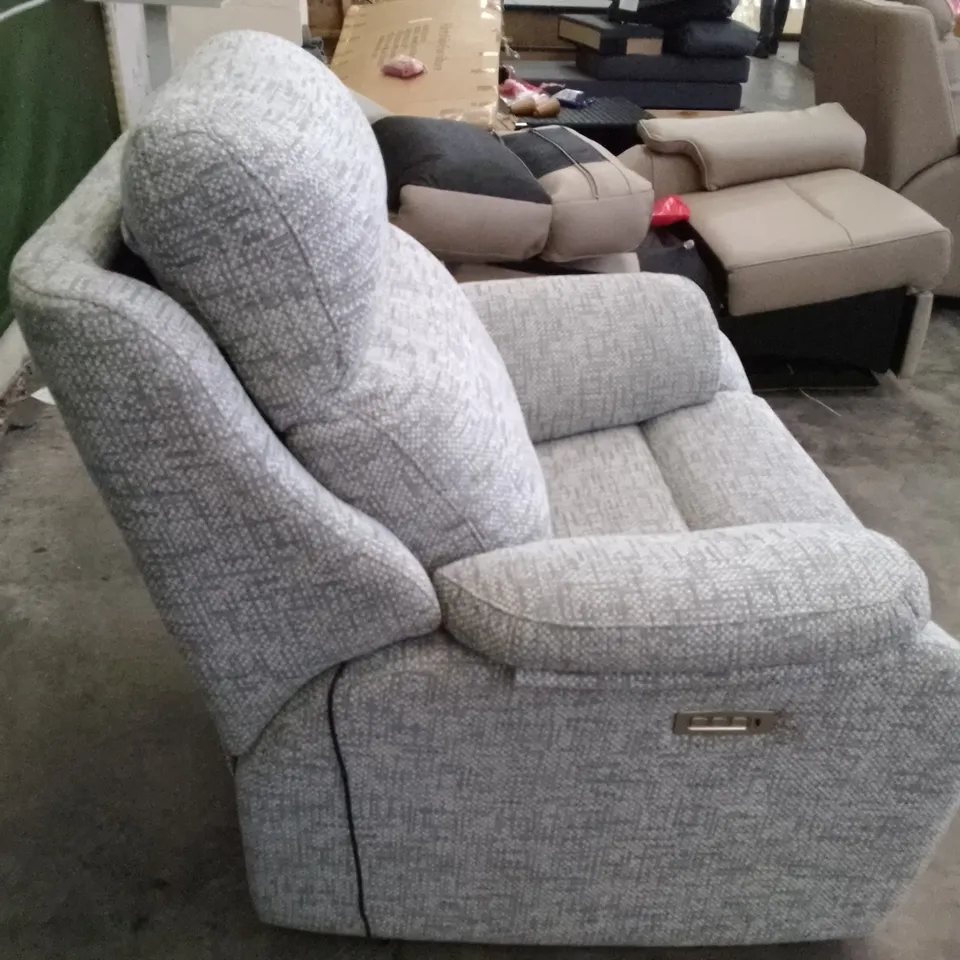 QUALITY DESIGNER G-PLAN KINGSBURY ELECTRIC RECLINER CHAIR - REMCO LIGHT GREY FABRIC 
