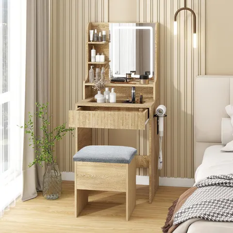 BOXED YOURLITE DRESSING TABLE WITH LED LIGHTS, 3 LIGHT COLORS, ADJUSTABLE BRIGHTNESS - WHITE