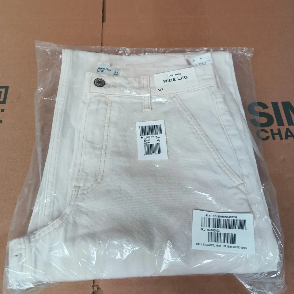 BAGGED ABERCROMBIE AND FITCH HIGH RISE, WIDE LEG TROUSERS - SIZE W27