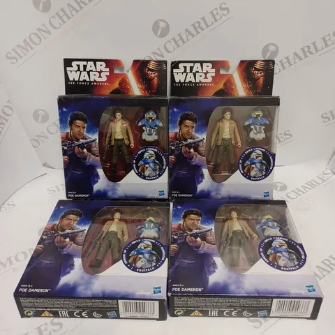 4 X BOXED STAR WARS POE DAMERON COLLECTABLE FIGURINES