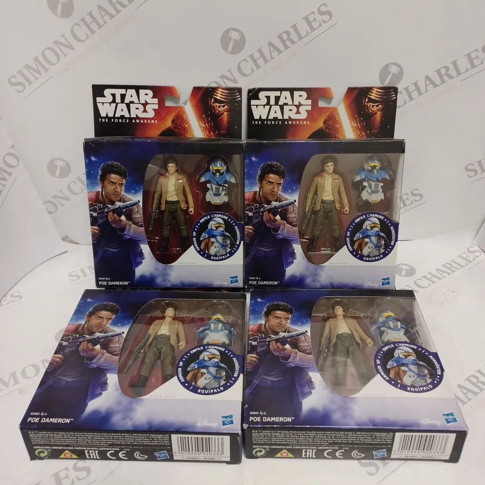 4 X BOXED STAR WARS POE DAMERON COLLECTABLE FIGURINES 