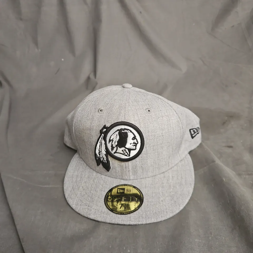 WASHINGTON REDSKINS NEW ERA 59FIFTY CAP – GREY WITH NATIVE AMERICAN HEAD LOGO (WASHINGTON TEAM)
