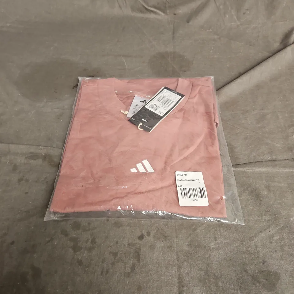 ADIDAS WOMENS ESSENTIALS SMALL LOGO TEE IN WARM CLAY SIZE L