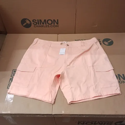 BOXED BRAND NEW APPROXIMATELY 36 JD WILLIAMS CARGO SHORTS, PEACH, SIZE 22 (1 BOX)