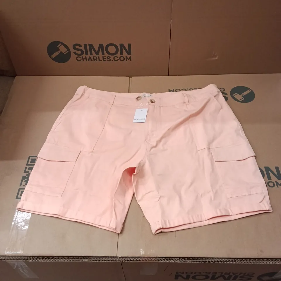 BOXED BRAND NEW APPROXIMATELY 36 JD WILLIAMS CARGO SHORTS, PEACH, SIZE 22 (1 BOX)