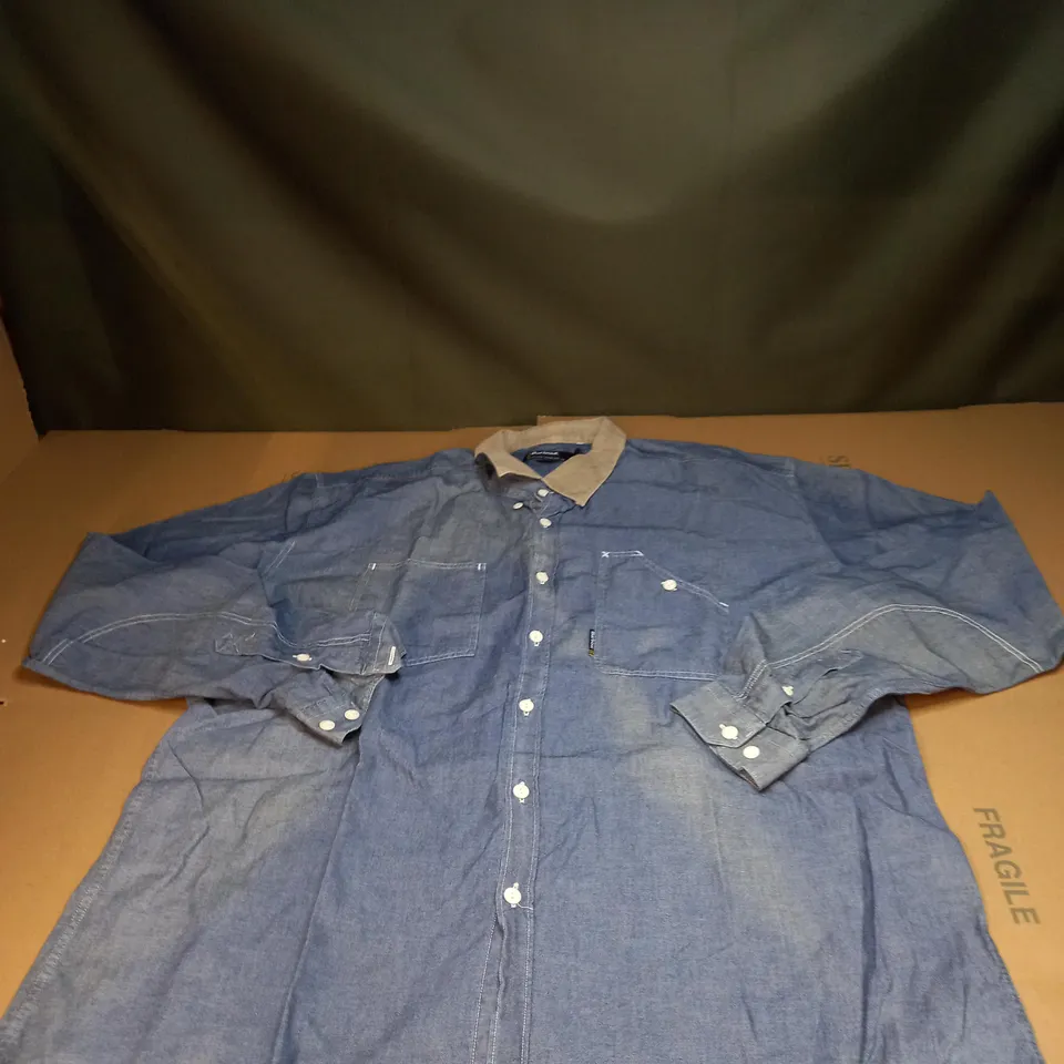 MENS BARBOUR DENIM COLLARED SHIRT SIZE 2XL