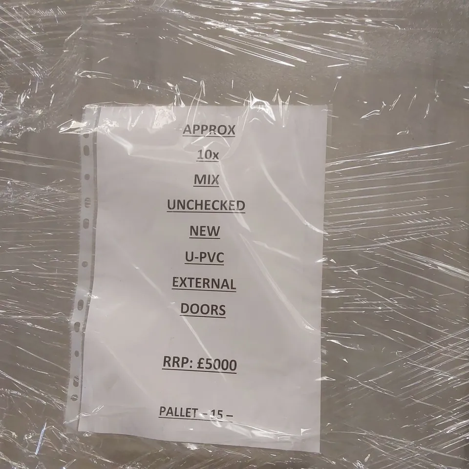 PALLET CONTAINING APPROXIMATELY 10x MIXED U-PVC EXTERNAL DOORS