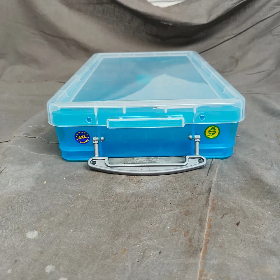 "REALLY USEFUL BOX" 4L BLUE/CLEAR STORAGE BOX