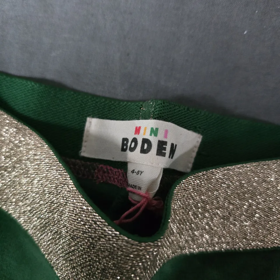 MINI BODEN FLARED BOTTOM TROUSERS IN GREEN - 4-5Y