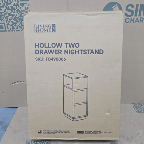 LIVING HOME HOLLOW TWO-DRAWER NIGHTSTAND – BOXED