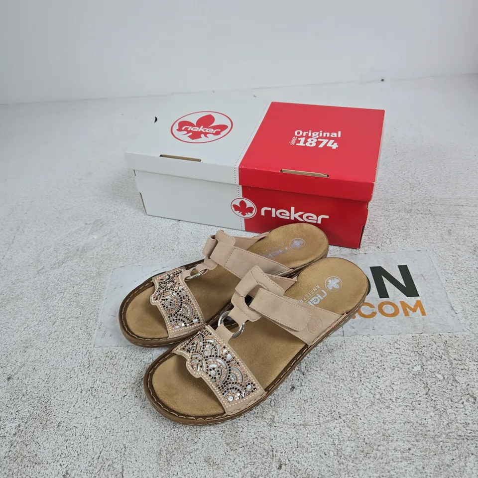 RIEKER WOMEN’S BEIGE SANDALS WITH EMBELLISHED STRAP – UK 6 (EU 39)