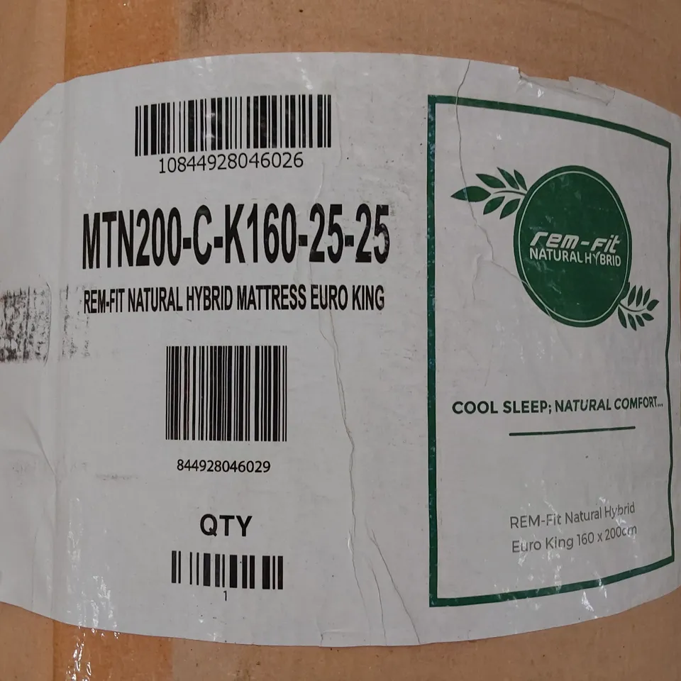 QUALITY ROLLED & BAGGED REM-FIT NATURAL HYBRID EURO KING SIZE MATTRESS 160 × 200cm 