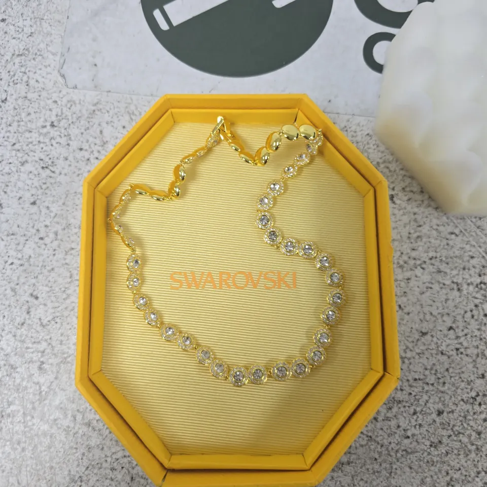SWAROVSKI GOLD-TONE CRYSTAL NECKLACE – BOXED