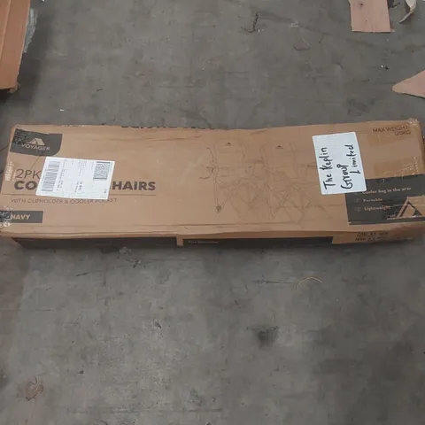 BOXED PAIR OF VOYAGER COOLER POCKET CAMPING CHAIRS