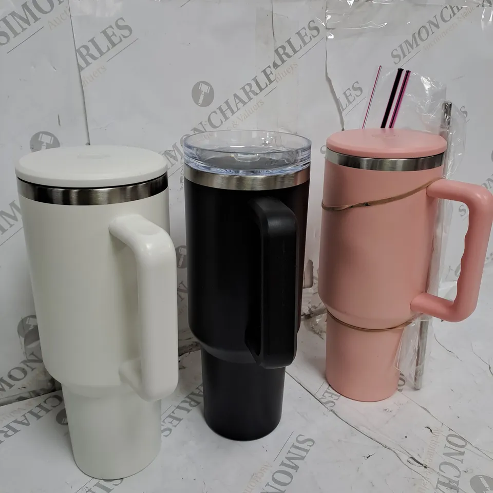 3 X FLASK INSULATED METAL MUG - PINK & WHITE