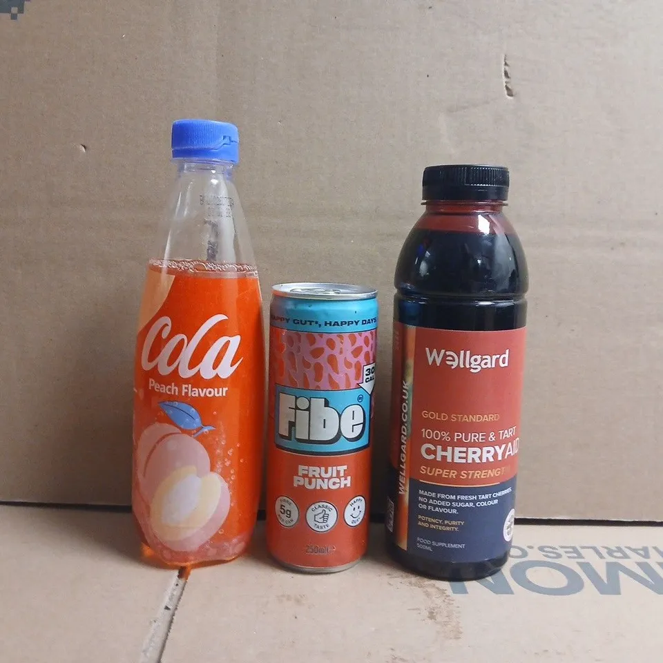 APPROXIMATELY 10 ASSORTED FOOD AND DRINK ITEMS TO INCLUDE FIBE, COLA, ETC