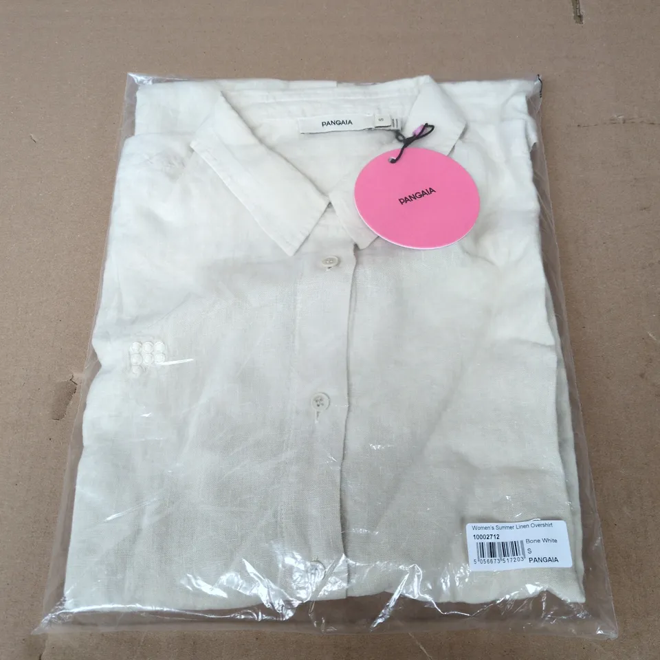BAGGED PANGAIA WOMENS SUMMER LINEN OVERSHIRT IN BONE WHITE - SMALL