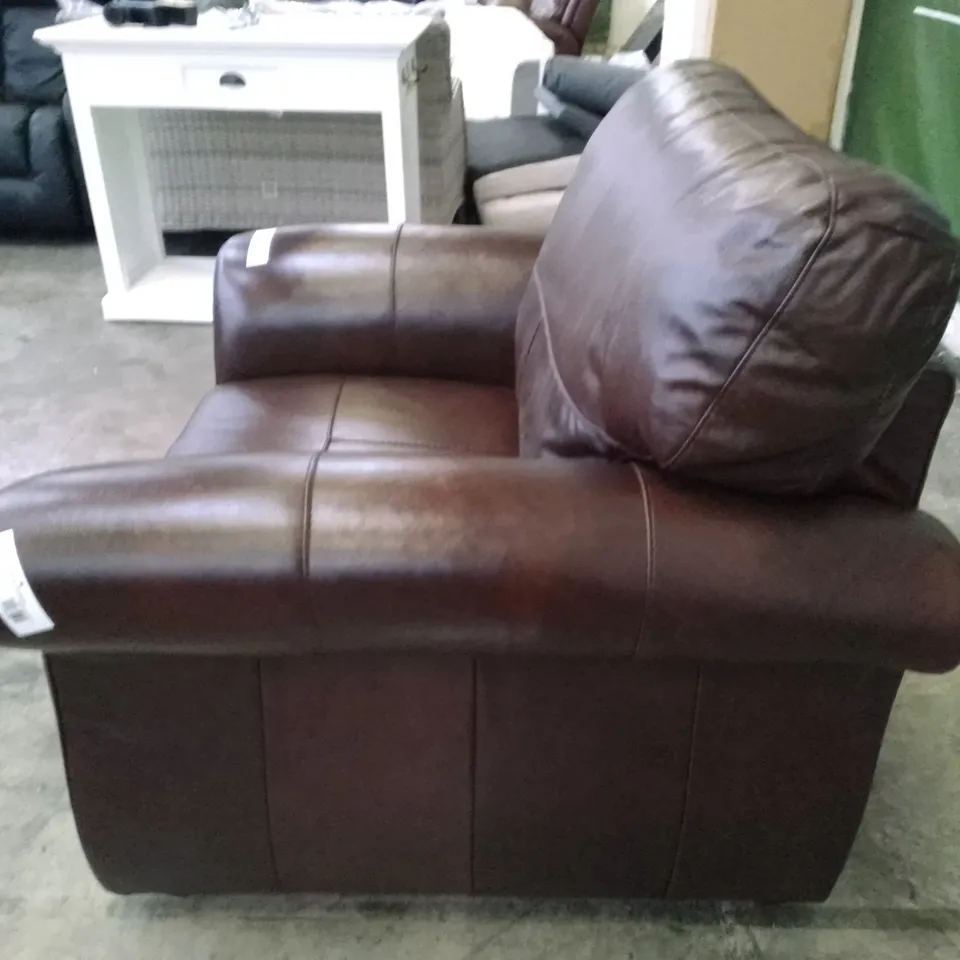QUALITY DESIGNER ARMCHAIR - DARK BROWN LEATHER